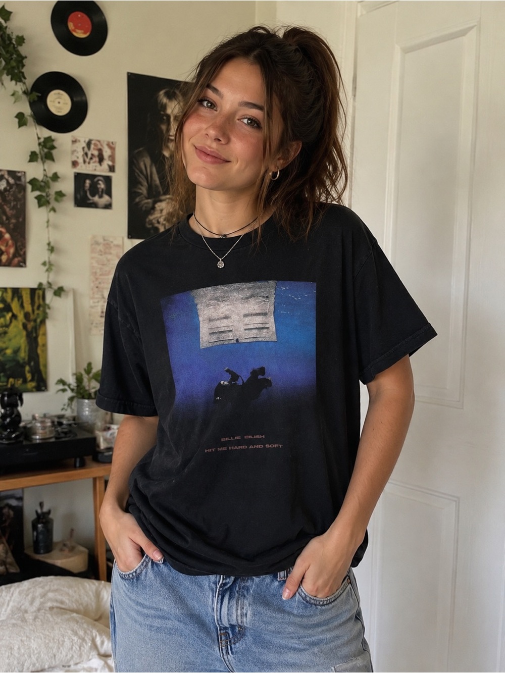 Billie Eilish Hit Me Hard & Soft Tour Graphic Tee M Indie Sleeze Grunge Skater